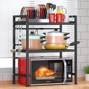 Organizer cucina ripiano forno a microonde portatile estensibile 2 livelli ordinato - Foto 1 di 7