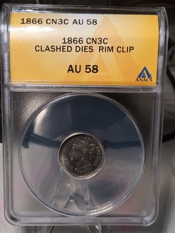 1866 3 Cents Clash Die Rim Clip Cover