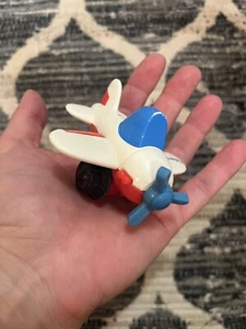 1992 Fisher Price Toy Airplane Blue Red White 3.25" Movable Propeller/Wheels - Picture 1 of 13