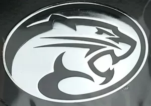 Cougar University of Houston Chrome Metal Auto Emblem Stockdale 3.5" x 2.5" - Picture 1 of 9
