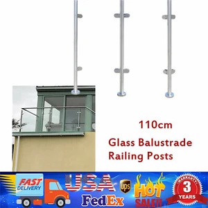 H 1100mm Glass Balustrade Railing Posts Grade 316 Stainless Steel Pole Handrails - Picture 1 of 33