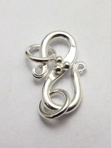 7 PCS 18X11MM SOLID COPPER BALI  S HOOK CLASP STERLING SILVER PLATED 589 ATL-227 - Picture 1 of 3