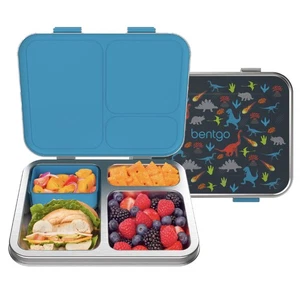 Kids Stainless Steel Prints Leak-Resistant Lunch Box - 3-Compartments with Bo... - Picture 1 of 8