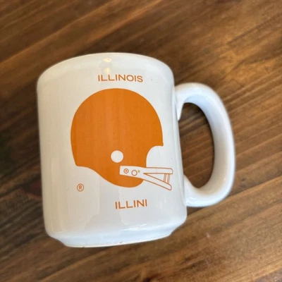 VINTAGE 1980s Illinois Fighting Illini Football Coffee Mug WOW! Retro - Image 1 of 4