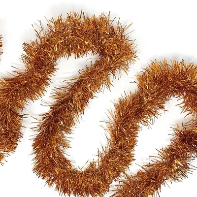 Rose Gold/Orange Tinsel Garland, 50 Feet Christmas Metallic Foil Tinsel Garla... - Image 1 of 4