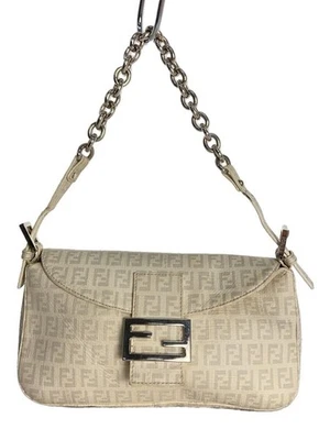 FENDI Shoulder Bag Zucchino Mamma Bucket Chain PVC White 8BR003 Used - Image 1 of 4