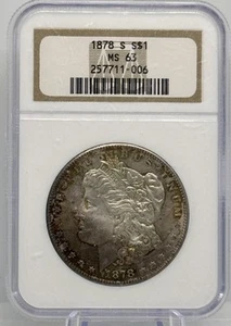 1878-S MORGAN DOLLAR NGC MS-63 BU  With Tone - Picture 1 of 2