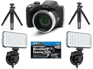 PAQUETE de cámara digital Minolta MN53Z con 2 kits de iluminación LED (negro) - Imagen 1 de 11