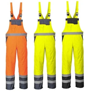 PORTWEST Hi Vis Contrast Bib & Brace Breathable Dungarees warmth Waterproof S488 - Picture 1 of 7