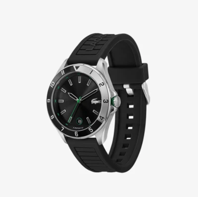 LACOSTE 2011188 TIEBREAKER 3 BLACK DIAL BLACK SILICONE STRAP MENS WATCH - Image 1 of 3