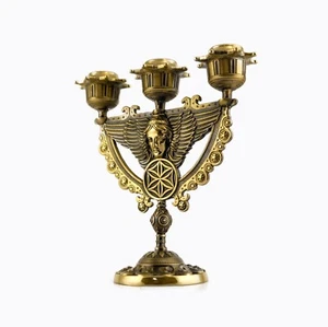 Candelabro de latón, centro de mesa Trinidad, candelabro de Pascua, color bronce - Imagen 1 de 4