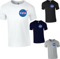 Kids Boys Girls NASA Space Logo Foil Print Astronaut Geek Cool T-Shirt Star Tee