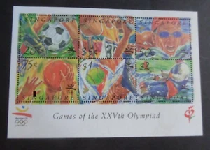Singapore 1992 Olympic Games football swimming MS MS687 MNH UM unmounted mint - Picture 1 of 1