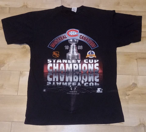 1993 MONTREAL CANADIENS Stanley Cup Champions STARTER Locker Room T-Shirt Large Cover