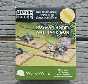 Plastic Soldier 15 mm. Russian 45 mm. Anti Tank Gun X 4 w/ Crews Models 1518 F/S - Picture 1 of 5