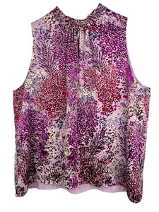 White House Black Market Silk Burnout S/L Blouse Shirt Purple Floral Size L - Picture 1 of 10