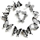 12/24 Pcs 3d Black White Butterfly Wall Stickers Living Room Bedroom Home Decor