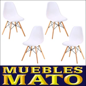 SET 4 SILLAS DINAMARCA BLANCAS COMEDOR COCINA SALON PATA MADERA COLOR BLANCO - Imagen 1 de 3