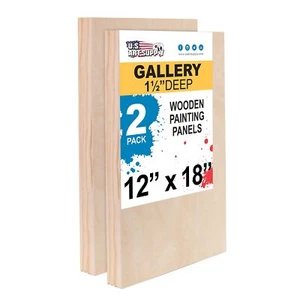 U.S. Art Supply Unfinished Cradled Wood Panels for Painting, 2 Pack of 12x18 ... - Picture 1 of 5