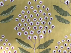 Sanderson embroidered fabric remnant Bellis woodland yellow 72cm wide x 34cm - Picture 1 of 5