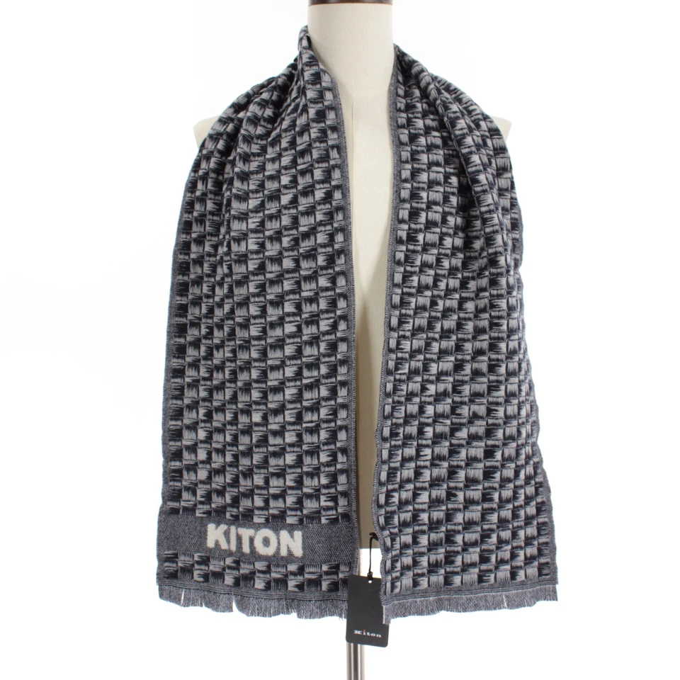 Kiton новый с Ярлыками 100% кашемир шарф один размер в синий и белый сделано в Италии - Изображение 1 из 4