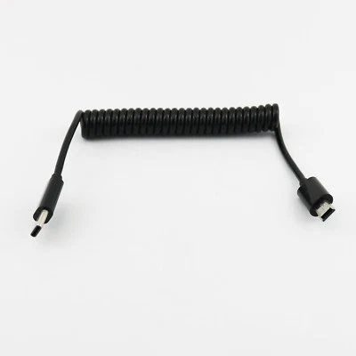 USB 3.1 Type C Male To Mini 5 Pin Male Spiral Coiled Data Sync Charger Cable 1m - Image 1 of 4