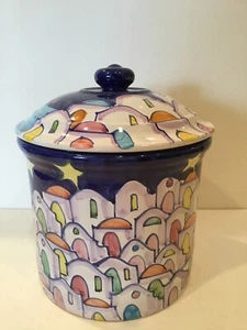 Bote de cerámica pintado a mano vintage Margherita Vietri Coppola Artistica Italia - Imagen 1 de 9