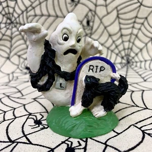 Vintage Midwest Of Cannon Falls Halloween RIP Grabstein Geist schwarze Katze Dorf - Bild 1 von 7