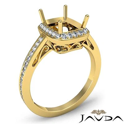 Halo Semi Mount Filigree Cushion Diamond Engagement Ring 14k Yellow Gold 0.5Ctw - Image 1 of 4
