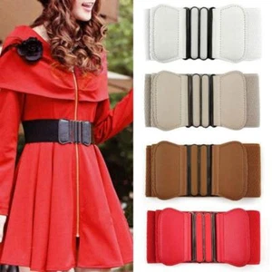 New Hot Women Buckle Wide Stretch Elastic Waist Belt Adjustable Waistband FY - Picture 1 of 16