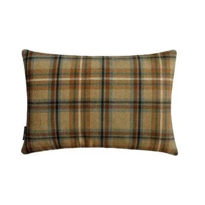 Beige Winter Plaid Lumbar Pillow Cover Velvet Holiday Pillows - Plaidflow Beige - Image 1 of 4