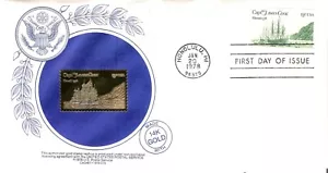 USA 1978 14K Gold Foil 1st Day Cover Scott's #1733 Capt. Cook in Hawaii 3 Ansichten - Bild 1 von 3