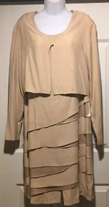 VTG Wild Rose Dress Set  Knee L 12 Tan Layered Skirt&Long Sleeve Jacket Regency - Picture 1 of 7