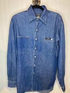 Vintage Polo Jeans Ralph Lauren Denim Worker Button Down Shirt Size Large L - Picture 1 of 4