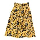 Laura And Jayne Yellow Black Floral All Over Print Rayon Maxi Skirt Medium | 8