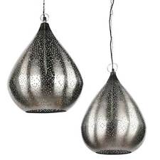 ORIENTLAMPE orientalische Hängelampe Silber Tropfen indische Deckenlampe 2 Gr.