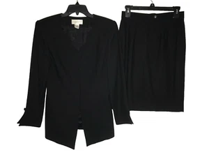 Casual Corner Black 2 Piece Skirt Suit Size 8 Jacket and Skirt Classy - Picture 1 of 5