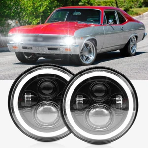 DOT 7" inch Round Led Headlight High-Low Beam For Chevy II/Nova 1969-1979 - Picture 1 of 13