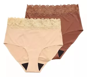 Anti x Proof Sz LARGE Set/2 High Rise Leak Resistant Brief OATMEAL/JAVA A562305 - Picture 1 of 4