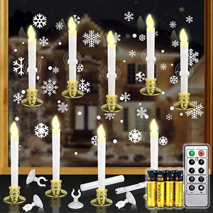 10 Set Christmas Window Candles Lights with Timer Battery Operated Electric LED - Picture 1 of 6