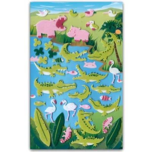SÜSSE NILPFERD & KROKODIL FILZ AUFKLEBER Bogen Tier Flamingo Sammelalbum Sticker - Bild 1 von 2