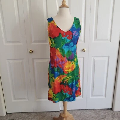 Vestido vintage anos 90 Jams World sem mangas curto rayon multicolorido P - Imagem 1 de 4