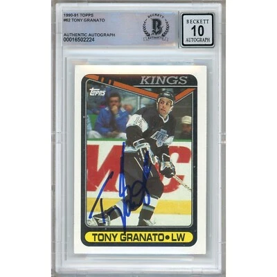 Tony Granato Signed 1990-91 Topps #62 Card Beckett BGS AUTO 10 Slabbed LA Kings - Image 1 of 4