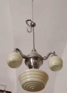LAMPADARIO VINTAGE ANNI 50 Cromato con Vetri Murano DESIGN MODERNARIATO - Foto 1 di 5