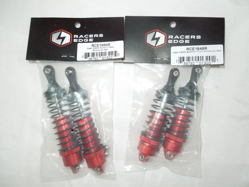 TRAXXAS SLASH RED ALUMINUM Front + Rear ADJUSTABLE SHOCK SET 4X4 2WD 4WD SHOCKS - Image 1 of 1