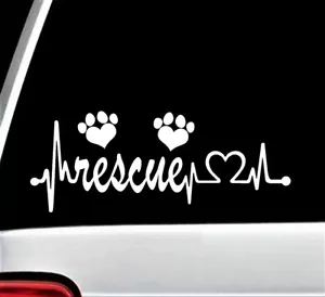 Animal Rescue Heartbeat Lifeline Dog Cat Decal Sticker for Car Window BG 117 Pet - Picture 1 of 3