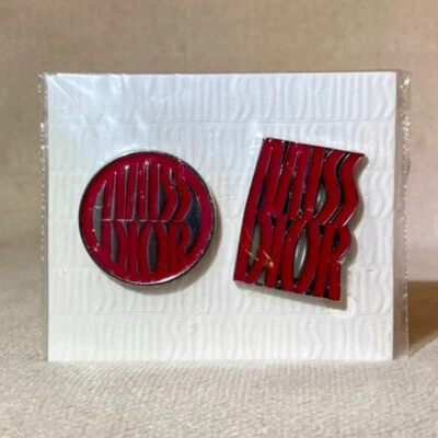 2pc Miss Dior Logo Pin Set in Red/Silver New & Sealed, See Pics for Measurements - Image 1 of 4