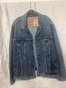 Giacca da uomo vintage camionista Levi's nuova con etichette vernice denim splatter-XXL - Foto 1 di 8