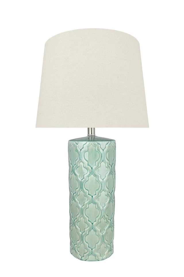 40201-11 29-1/2" High Transitional Glass Table Lamp Sea Green and Hardback ...