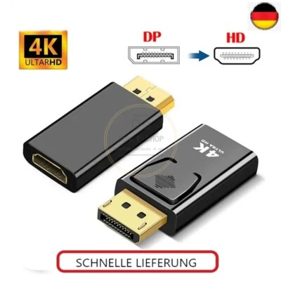 DisplayPort zu HDMI Adapter 4K UHD – DP auf HDMI Konverter für PC Laptop Monitor - Bild 1 von 4